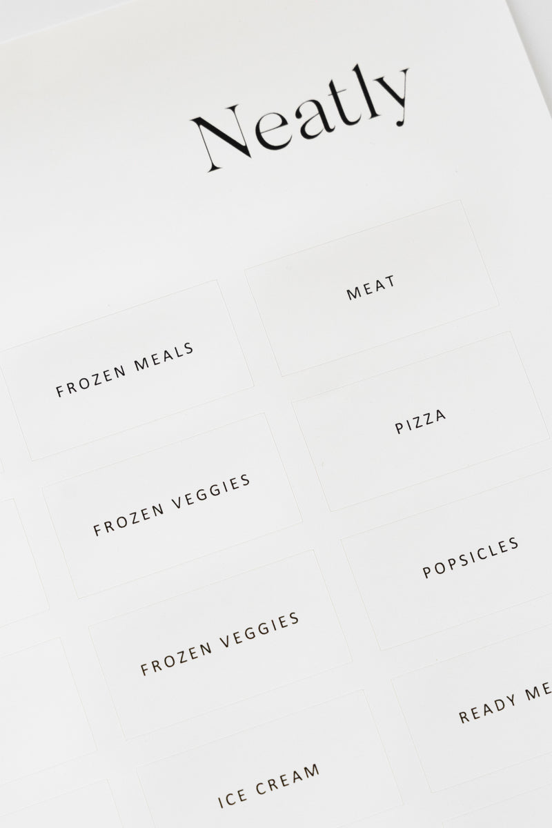 Neatly branded product list on a white background